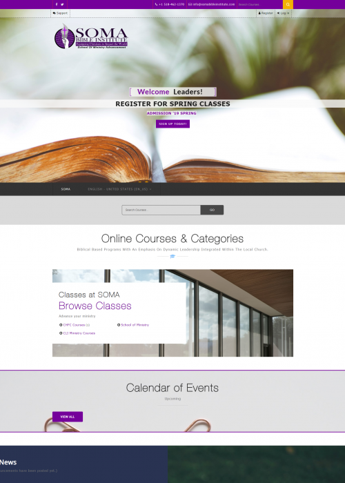 SOMA Bible Institute web site screenshot
