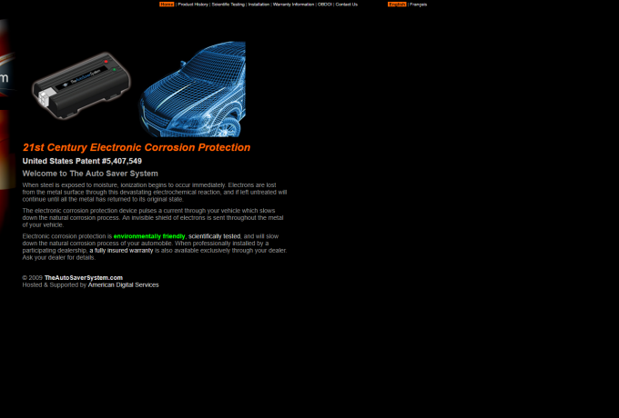 The Auto Saver System web site screenshot