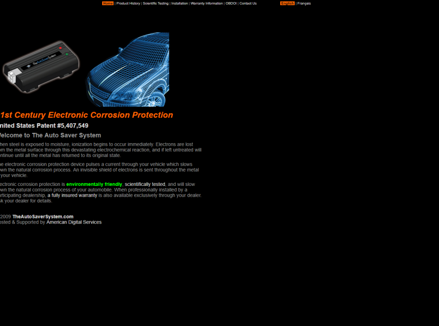 The Auto Saver System web site screenshot