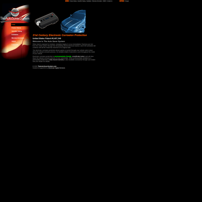 The Auto Saver System web site screenshot